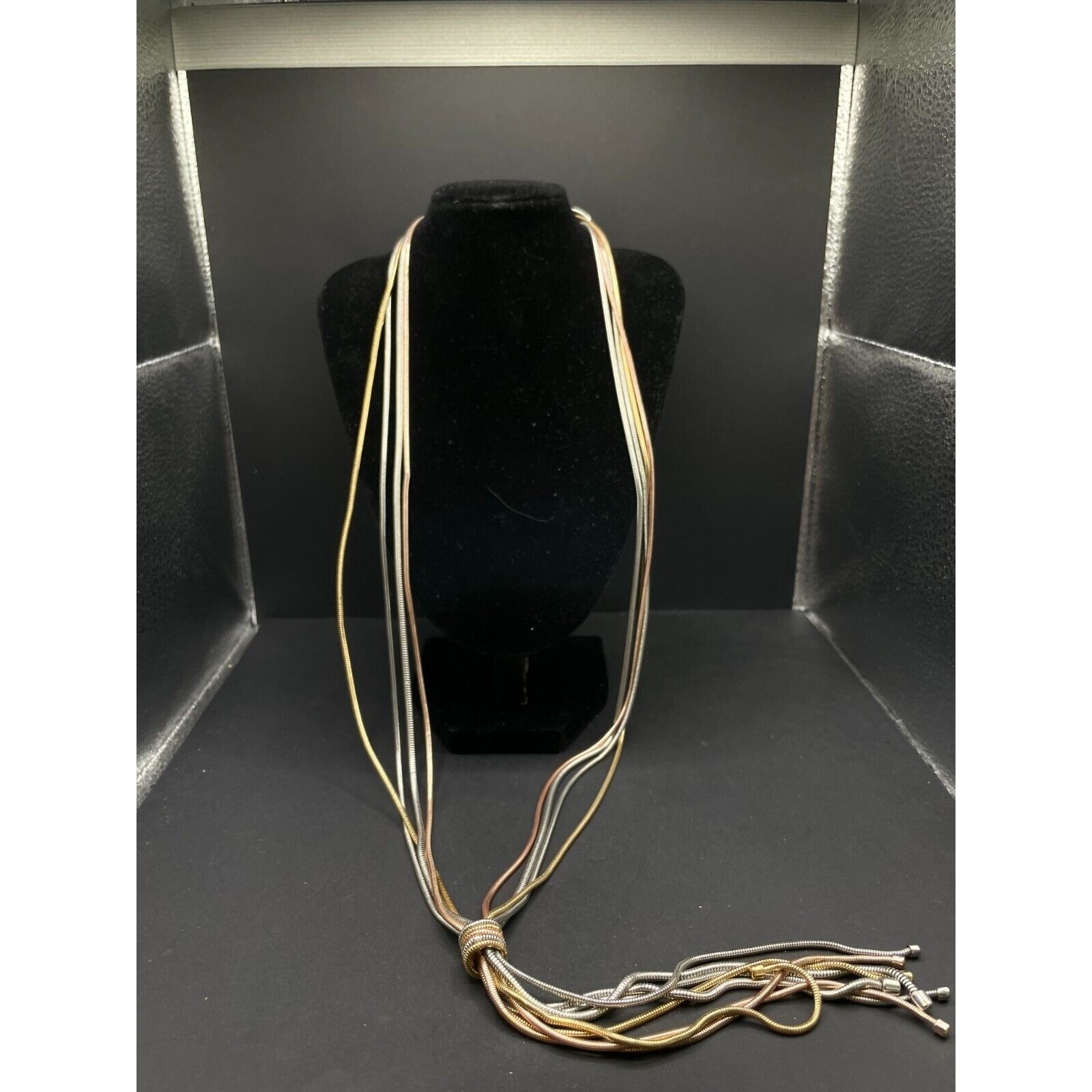 Alfani Tri-Colored Multi Strand Knotted Metal Statement Necklace 295 Long 25$